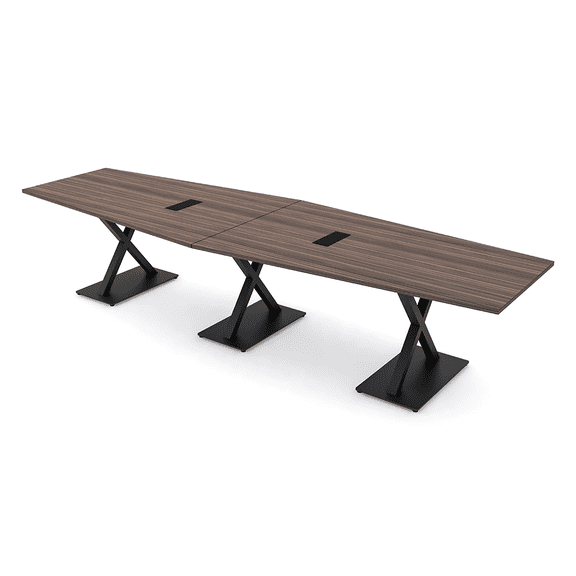 12 Person Hexagon Conference Room Table X Shaped Bases Power And Data