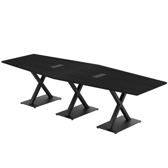 12 Person Hexagon Conference Room Table X Shaped Bases Power And Data