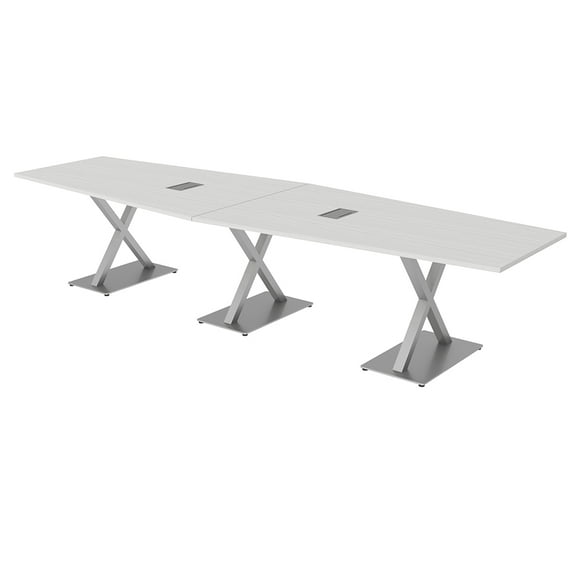12 Person Hexagon Conference Room Table X Shaped Bases Power And Data