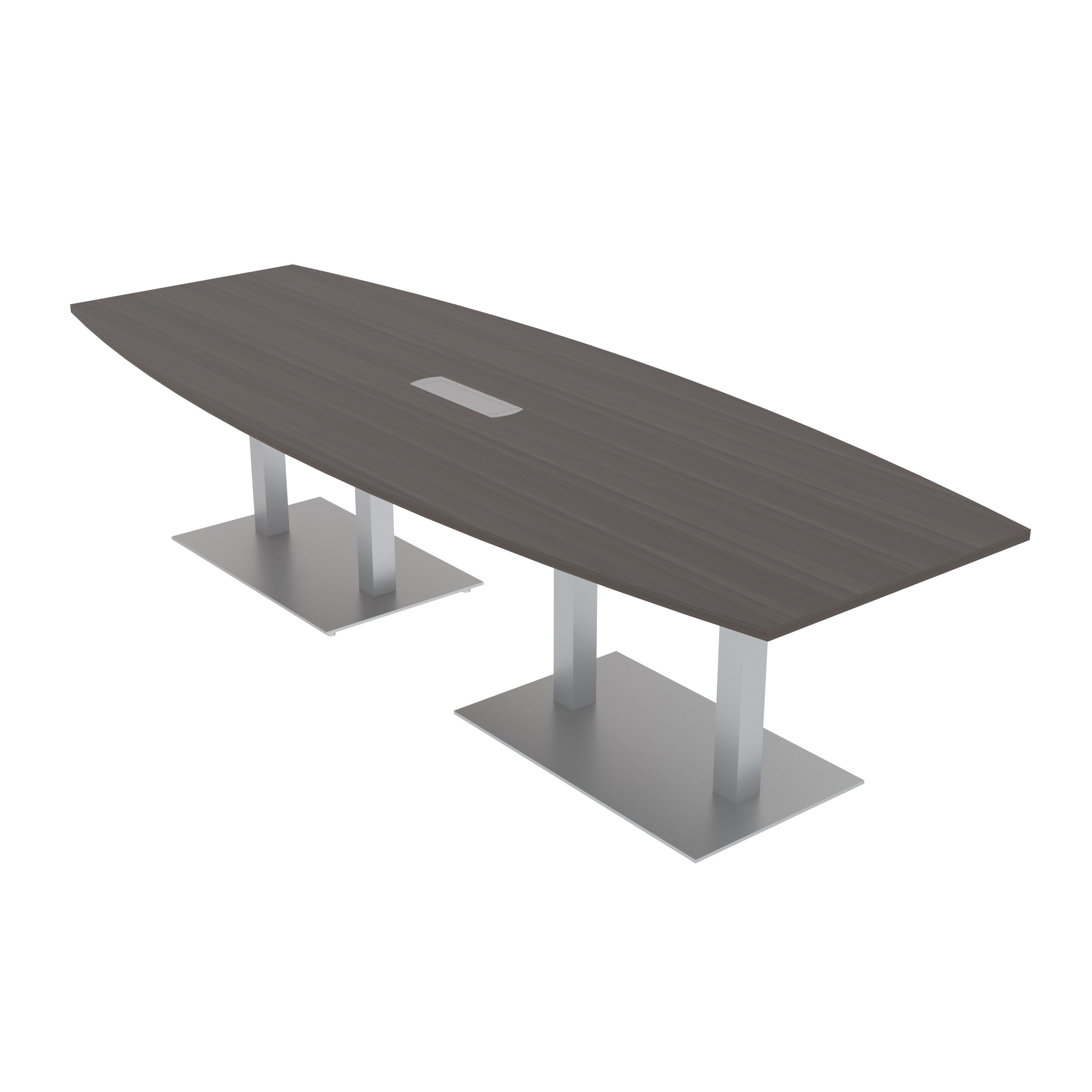 12 Person Modular Boat Shaped Powered Conference Table Metal Bases ...