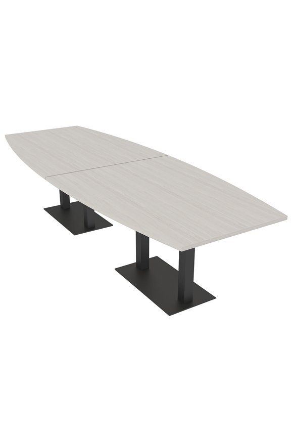 10' Modular Boat Shaped Powered Conference Table With Metal T-Bases