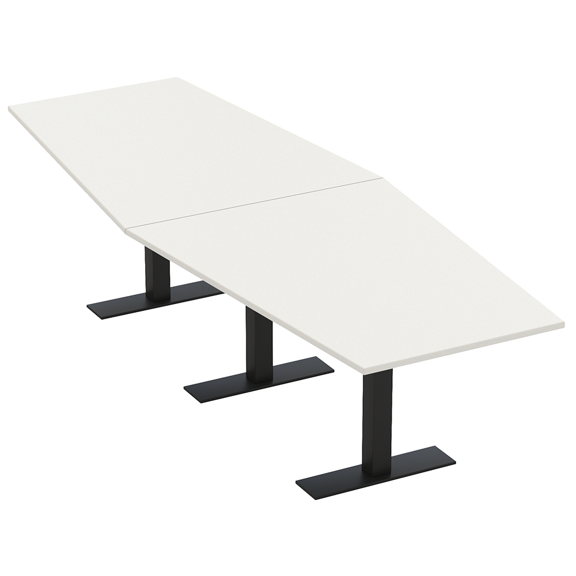 12 Person Modular Hexagon Conference Table Metal Bases Electric Units