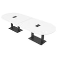 thumbnail image 1 of 12 Person Modular Racetrack Conference Table Metal Bases With Electric, 1 of 8