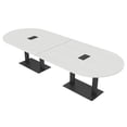 thumbnail image 1 of 12 Person Modular Racetrack Conference Table Metal Bases With Electric, 1 of 8