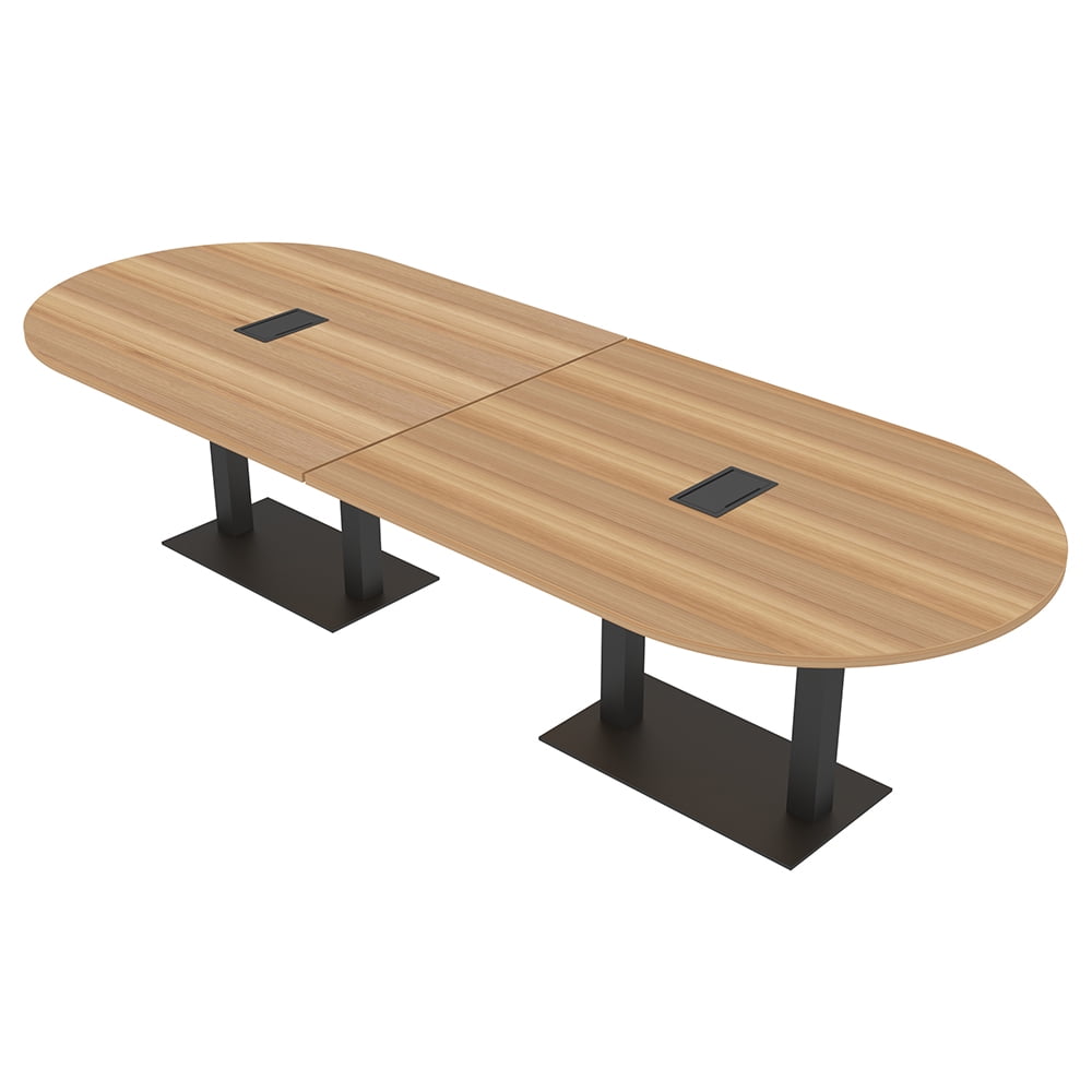 12 Person Modular Racetrack Conference Table Metal Bases With Electric ...