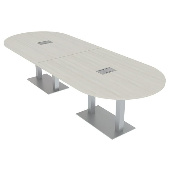 12 Person Modular Racetrack Conference Table Metal Bases With Electric