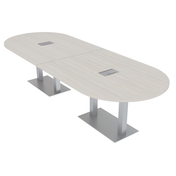 12 Person Modular Racetrack Conference Table Metal Bases With Electric