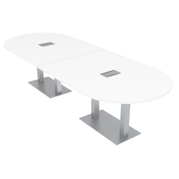 12 Person Modular Racetrack Conference Table Metal Bases With Electric