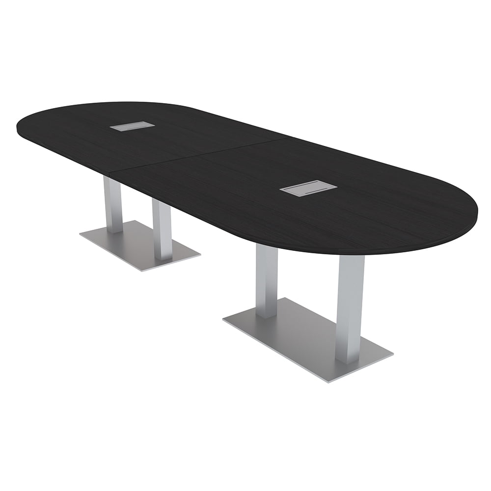 12 Person Modular Racetrack Conference Table Metal Bases With Electric ...