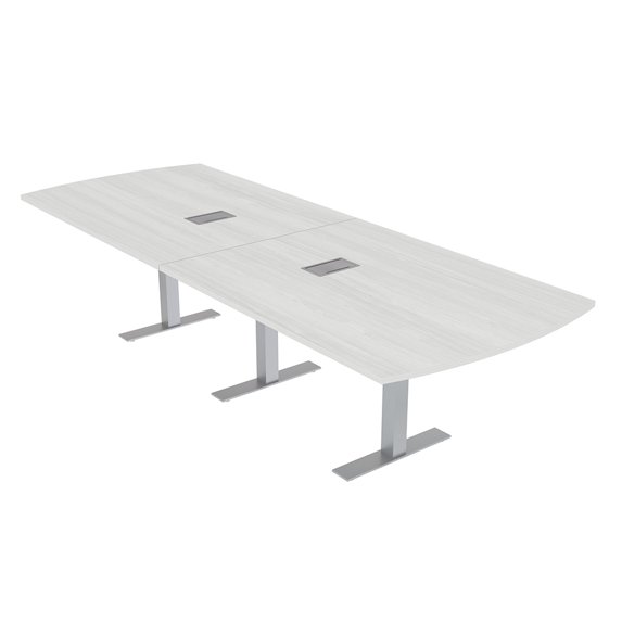 12 Person Powered Modular Arc Rectangle Conference Table Metal T-Bases