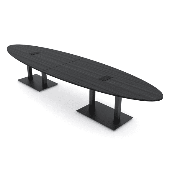 12 Person Powered Modular Oval Conference Table With Black Bases 14'