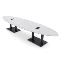 12 Person Powered Modular Oval Conference Table With Black Bases 14'