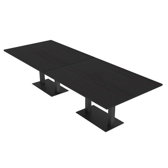 12 Person Rectangular Powered Modular Conference Table Metal Bases