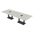 thumbnail image 1 of 12 Person Rectangular Powered Modular Conference Table Metal Bases, 1 of 7