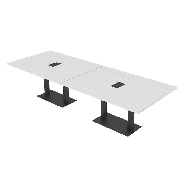 10 Person Modular Rectangle Conference Table Metal Bases Power Modules