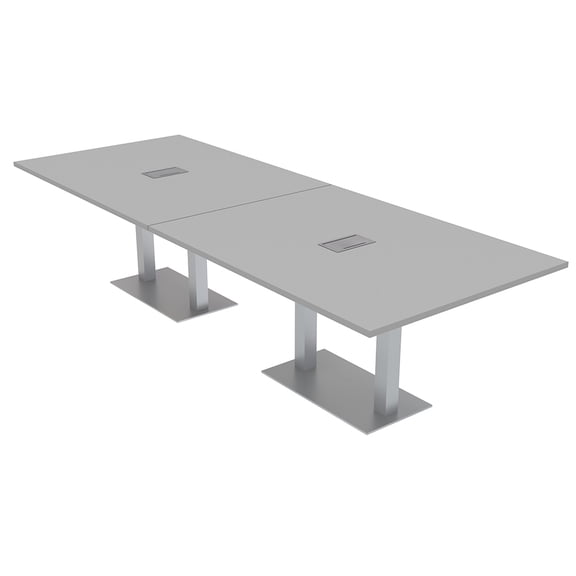 12 Person Rectangular Powered Modular Conference Table Metal Bases