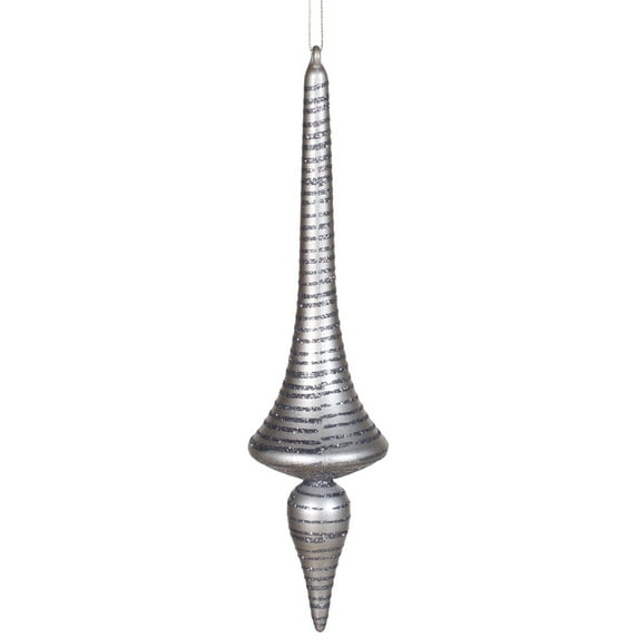 12" Pewter Matte-Glitter Finial Drop