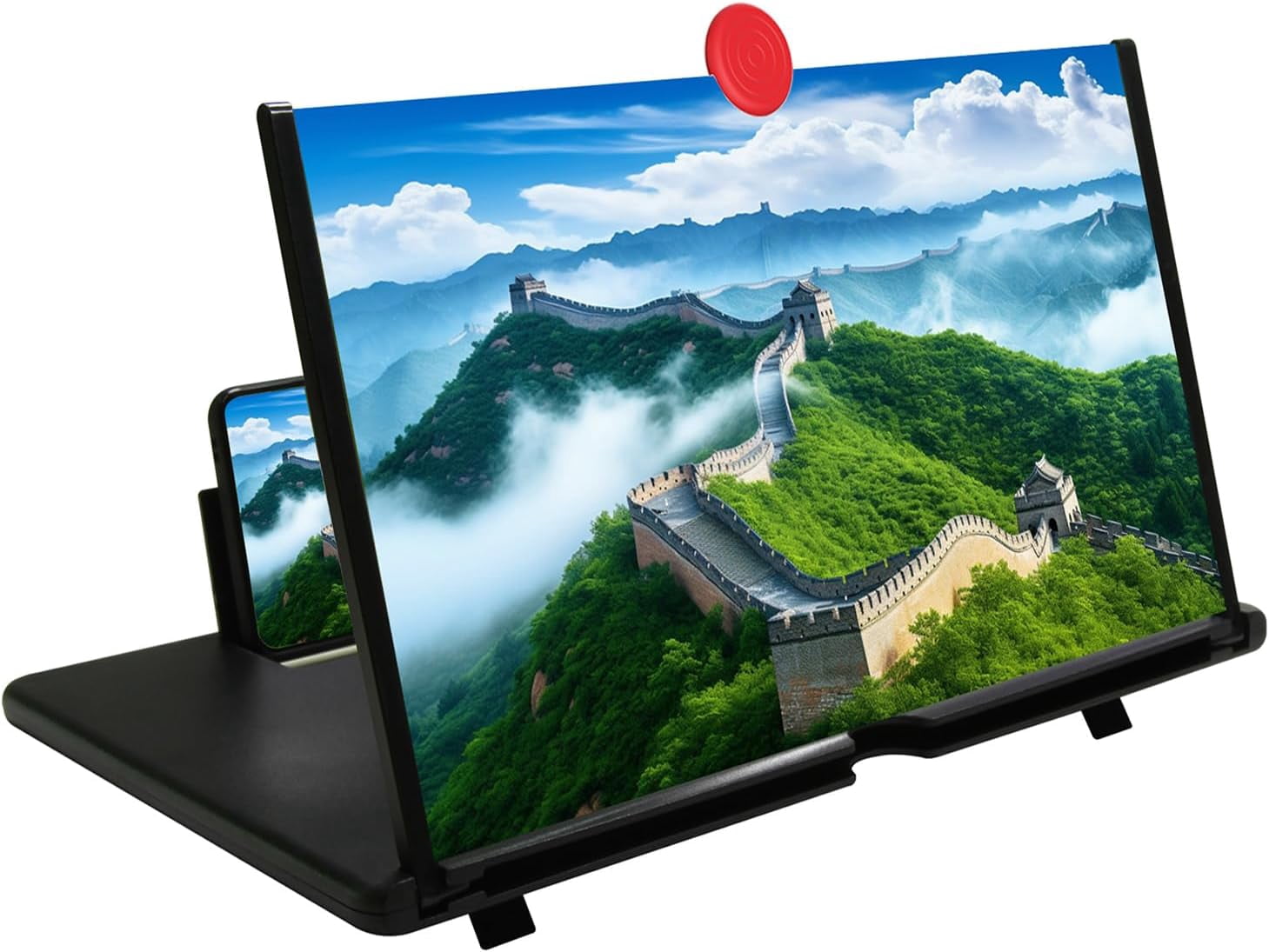 12" Phone Screen Magnifier, Screen Amplifier 3D HD Screen Projector with Foldable Stand, Phone Screen Magnifier for Watching Movies, Videos, Games and Reading, Compatible with All Phones (Black)