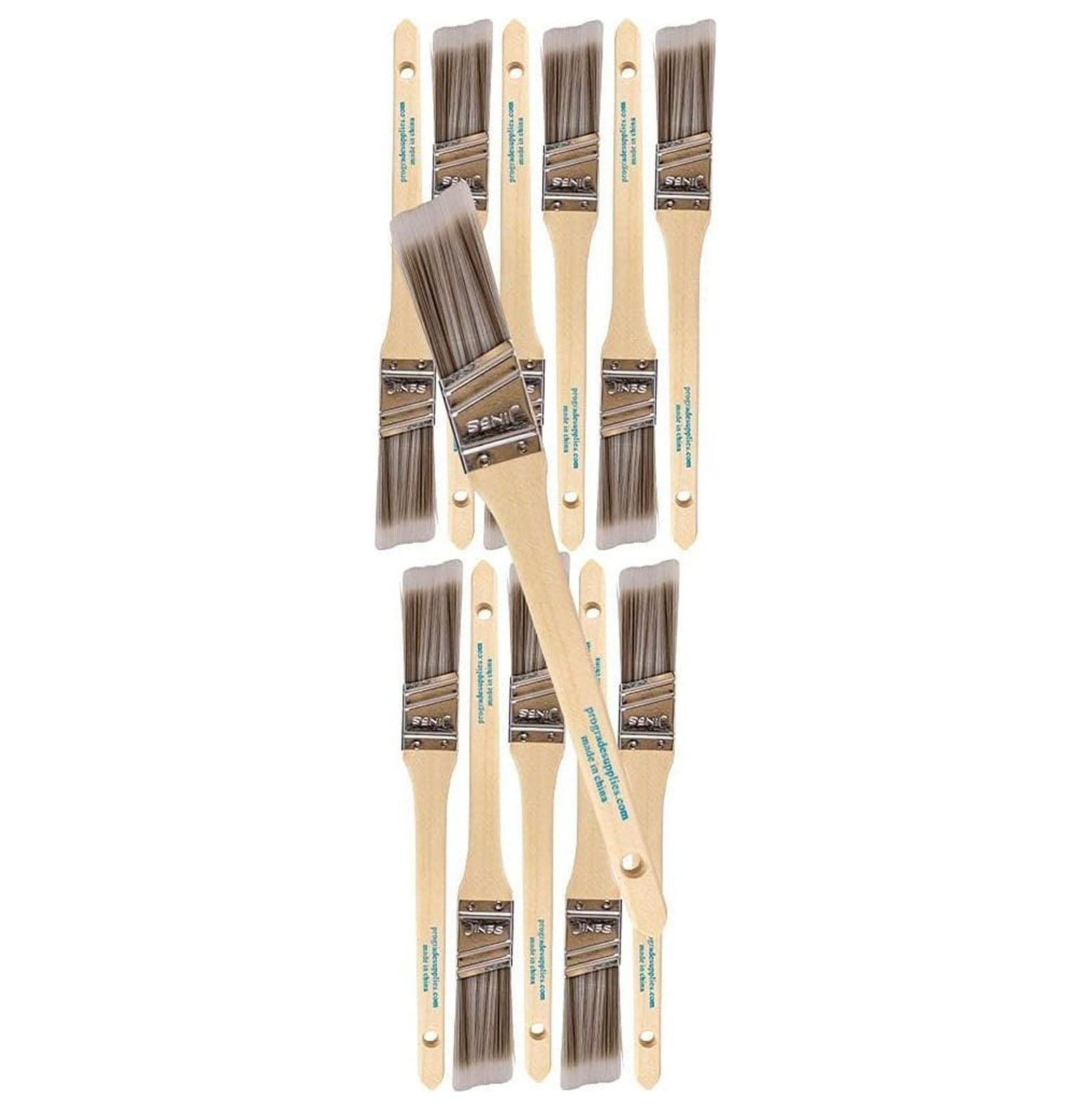 12 Piece 1 inch Angle Sash Paint Brushes Medium Stiff. Great for Professional Painters and