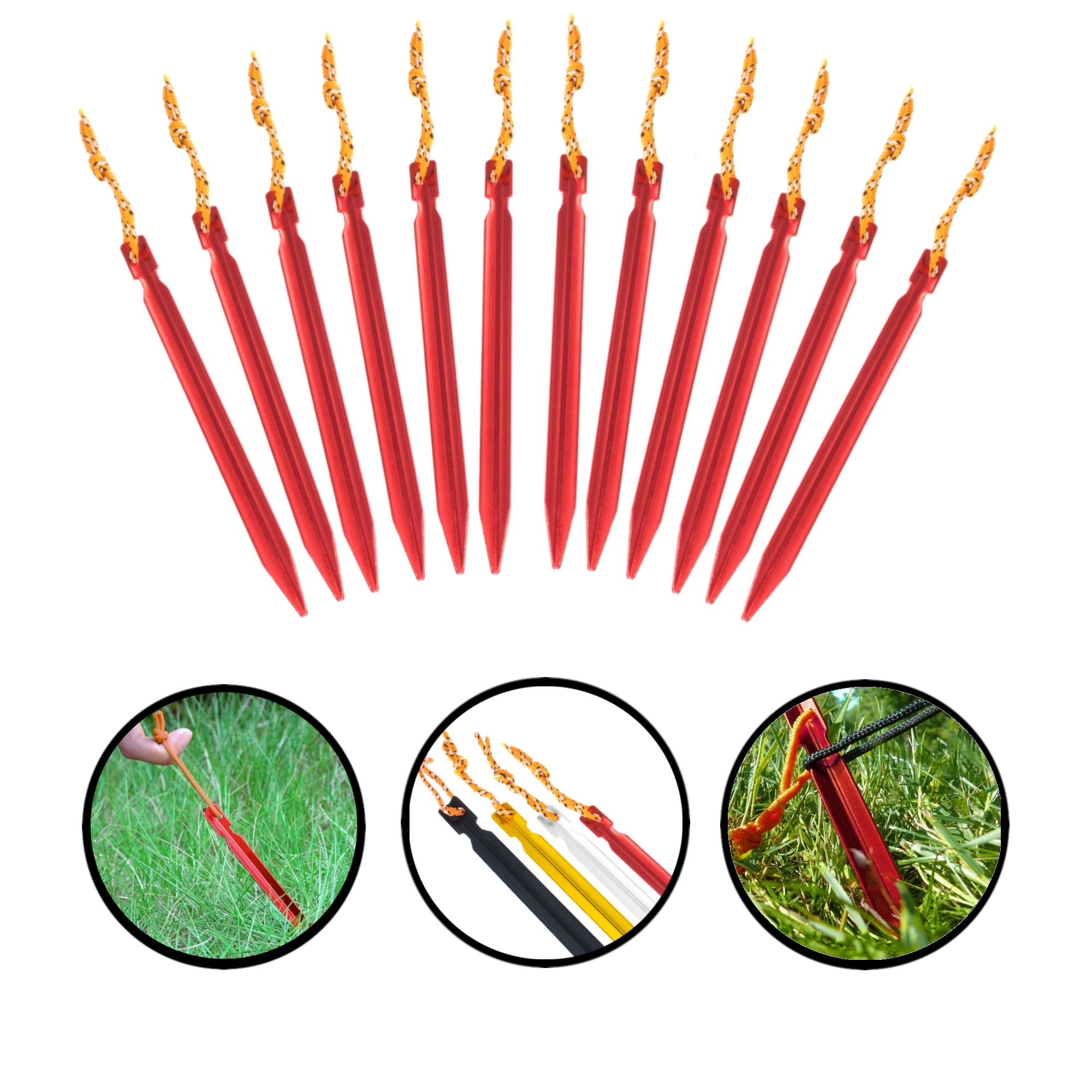 12-Piece 7" Aluminum Tent Stake Sets In 4 Color Options - West Coast Paracord