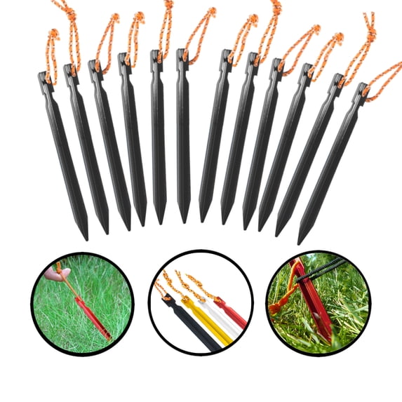 12-Piece 7" Aluminum Tent Stake Sets In 4 Color Options - West Coast Paracord
