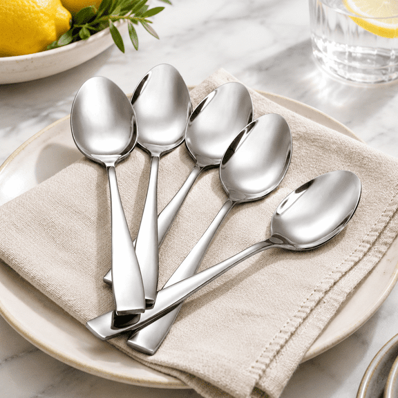 12-Piece 8 Inch Large Stainless Steel Dinner Spoons Tableware Set