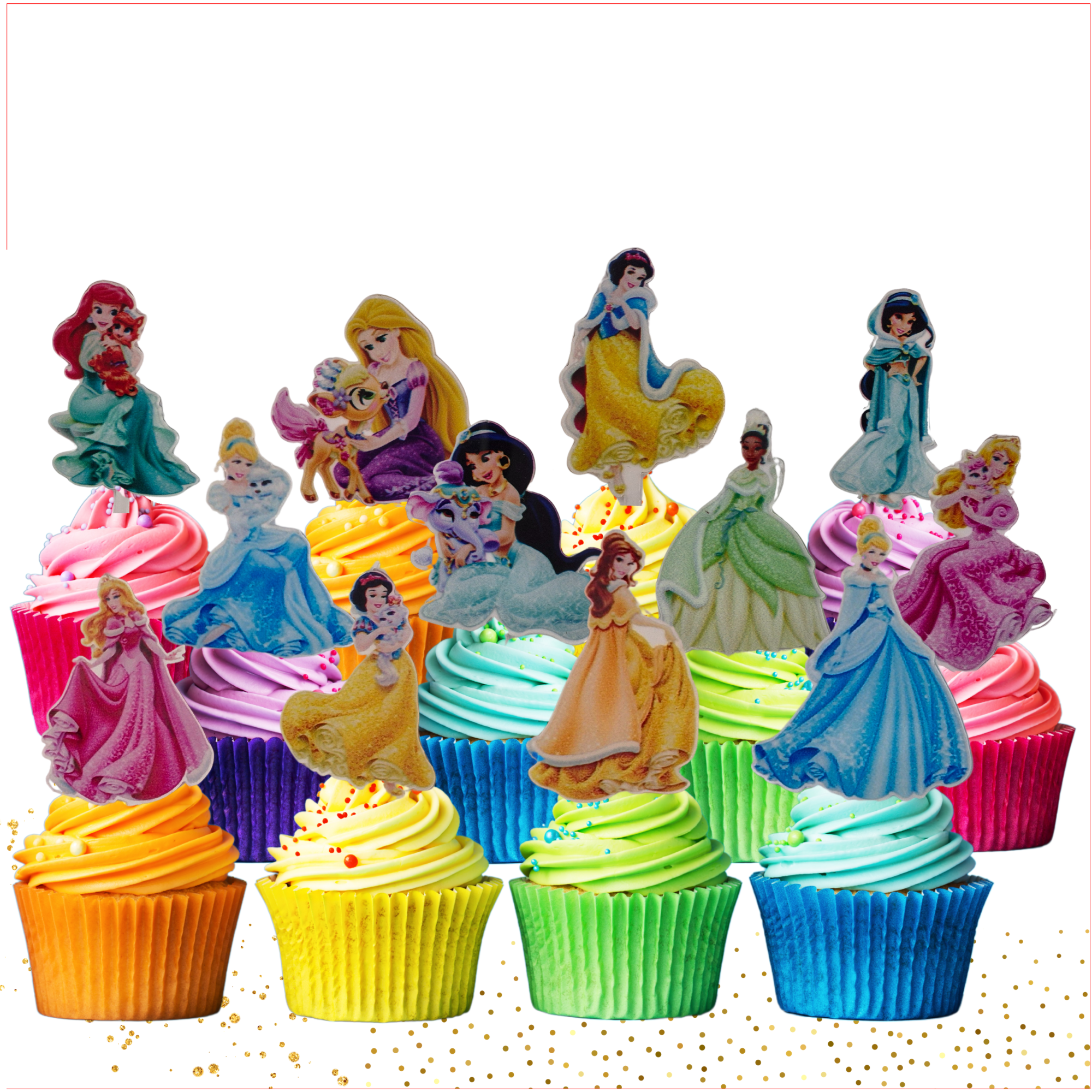 12-Piece Acrylic Princess Cupcake Toppers Magical Fairy Tale Decorations for Birthday Parties, Baby Showers & Celebrations