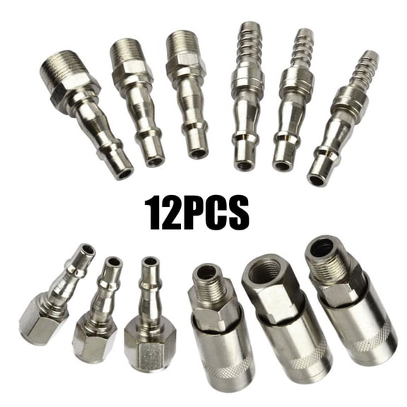 12 Piece Air Hose Connector Set with Spring Loaded Quick Release for Compressor Efficiency