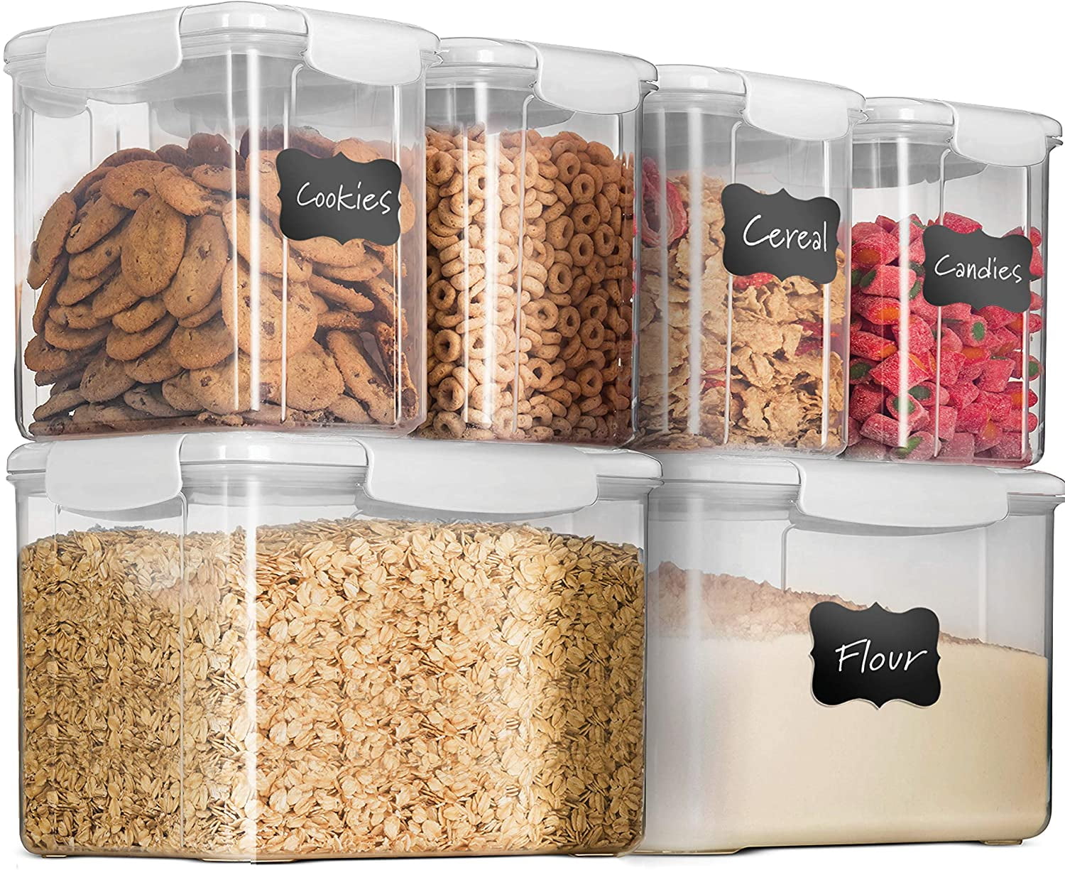 FineDine 12-Piece Airtight Food-Storage Containers with Lids - BPA-Free Plastic Kitchen Pantry Storage Containers - Dry-Food-Storage Containers Set Fo