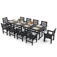 thumbnail image 1 of 12-Piece All-Weather HDPE Patio Dining Set for 10 with Umbrella Hole (Black), 1 of 11