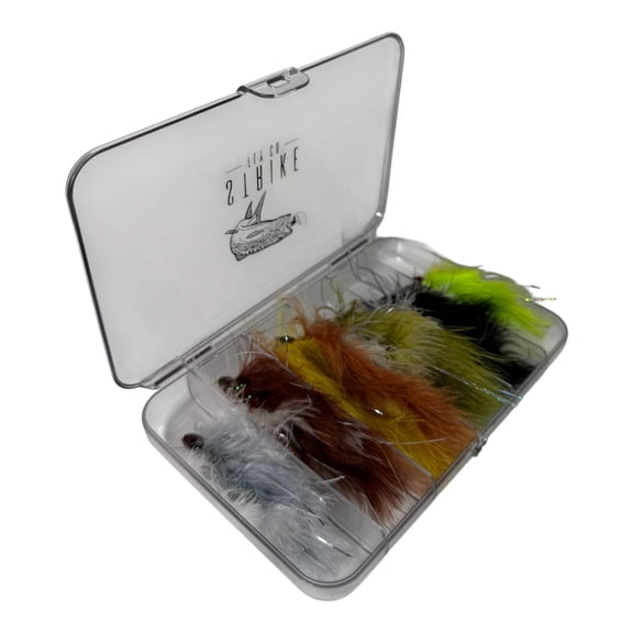 Strike Fly Company Barely Legal Assortment with Fly Box, 12 Piece, Articulated Streamers