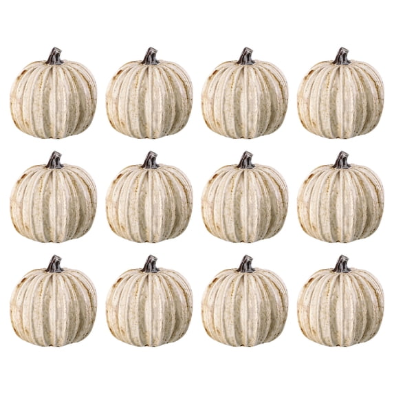 12-Piece Assorted Autumn Pumpkin Set Resin Hand-Painted Mini Pumpkins Thanksgiving Table Centerpiece Fall Harvest Home Decor 2.4-Inch