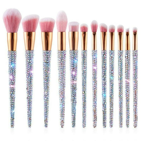 12 Piece Bling Rhinestone Makeup Brushes