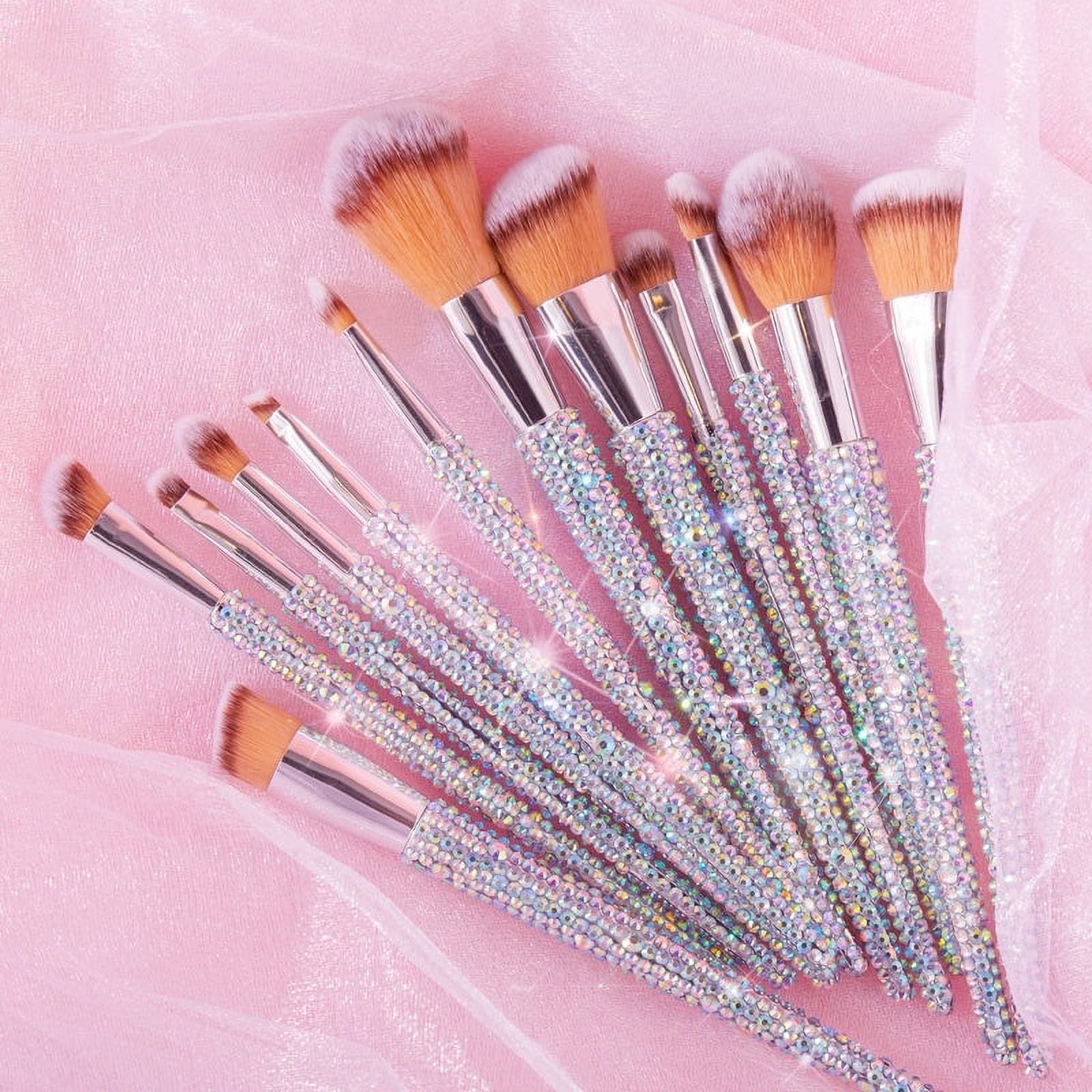 12 Piece Bling Rhinestone Makeup Brushes