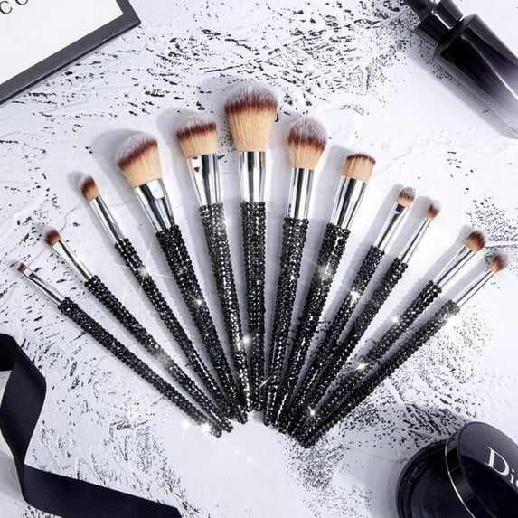12 Piece Bling Rhinestone Makeup Brushes