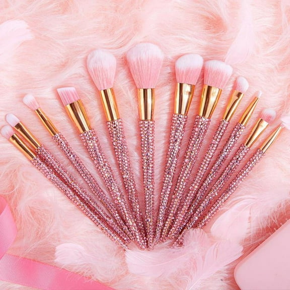 12 Piece Bling Rhinestone Makeup Brushes