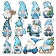 thumbnail image 1 of 12-Piece Blue Handcrafted Wooden Ornaments - Festive Christmas Tree Decorations with Scandinavian Holiday Designs,Sky Blue, 1 of 7