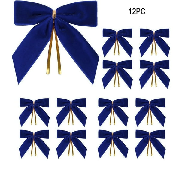 12-Piece Burgundy Velvet Christmas Bows, Mini 3.5x3.5 Inch Wreath Bow Decorations – Easy-to-Attach Ornaments for Christmas Tree, Garland, Gift Boxes, Holiday Parties & New Year