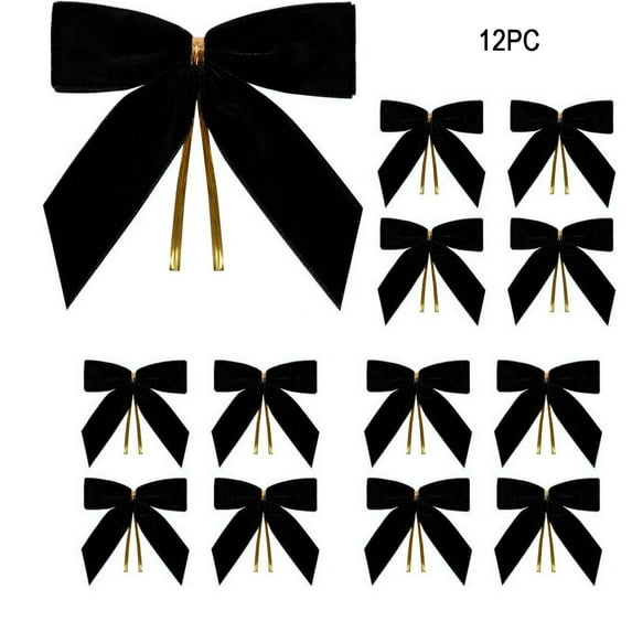 12-Piece Burgundy Velvet Christmas Bows, Mini 3.5x3.5 Inch Wreath Bow Decorations – Easy-to-Attach Ornaments for Christmas Tree, Garland, Gift Boxes, Holiday Parties & New Year