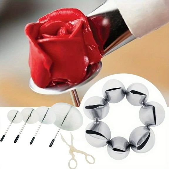 12-Piece Cake Decorating Kit - Stainless Steel Piping Tips & Flower Nails for Professional Icing
