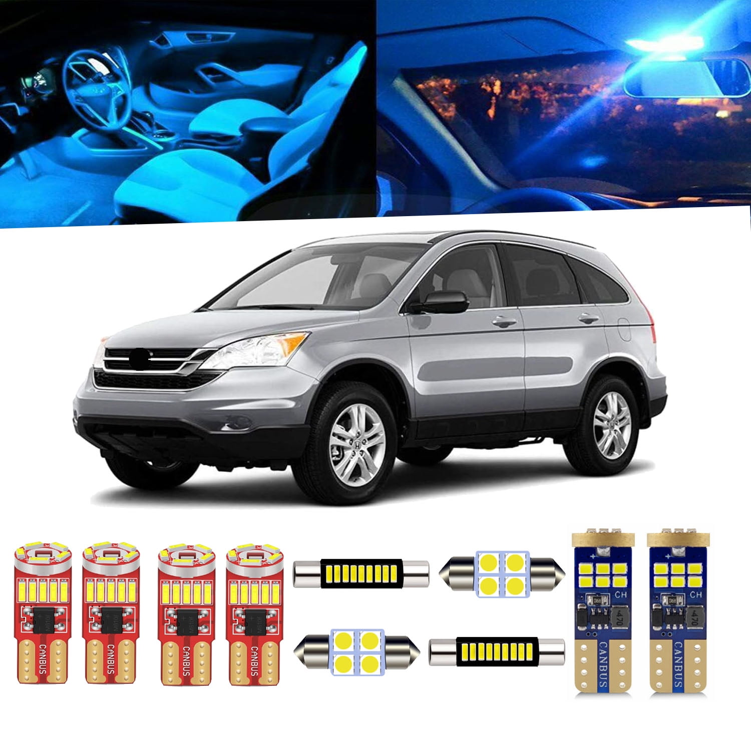 10-Piece Super Bright LED Interior Light Kit For Honda CR-V (2007-2012) - 6000K White Bulbs + Tool - View #6