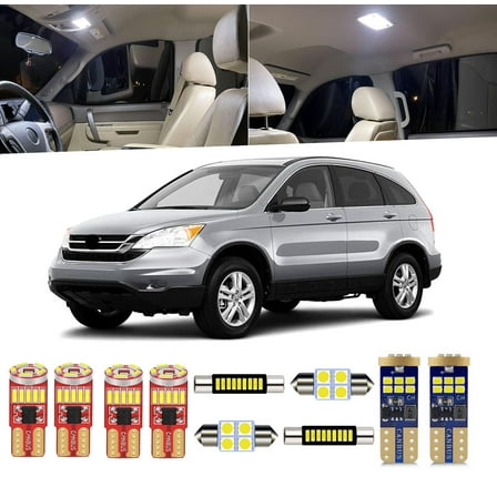 12 Piece Car Interior LED Lights Kit for Honda CR-V 2007 2008 2009 2010 2011 2012 Map Dome Trunk Vanity Mirror Light Bulb+ Install Tool