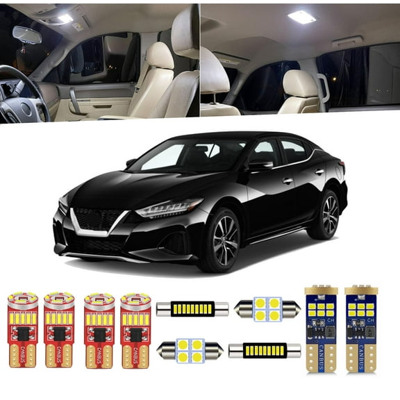 12 Piece Car Interior LED Lights Kit for Nissan Maxima 2016-2023 Trunk Vanity Mirror Door Footwell Light Bulb+ Install Tool