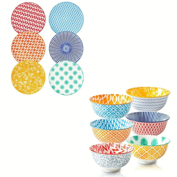 12-Piece Ceramic Dinnerware Set | 12oz Bowl & 8.5" Plate (6 Each) | for Salad, Pasta & Desserts | Microwave & Dishwasher Safe