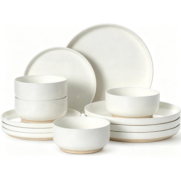 12-Piece Ceramic Dinnerware Set for 4, Cream White