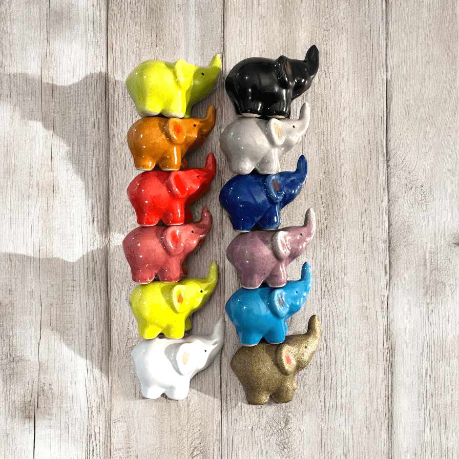12-Piece Ceramic Elephant Incense Holder Set – Assorted Colors