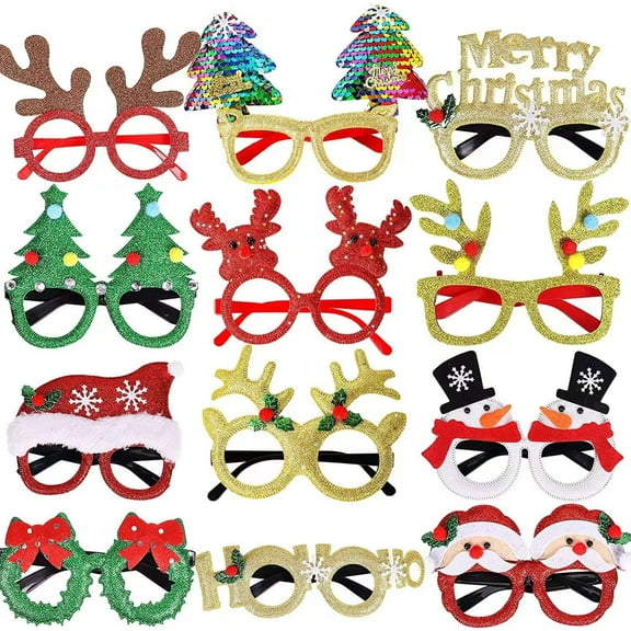 12-Piece Christmas Flashing Party Glasses - Fun Holiday Accessories for Festive Gatherings and Celebrations - Perfect Gift Idea for Friends and Family