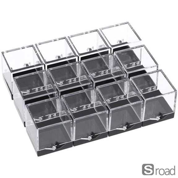 12-Piece Clear Square Mineral Specimen Display Case Set - Transparent Storage Boxes For Rock Collection, Geology Display, And Organizer