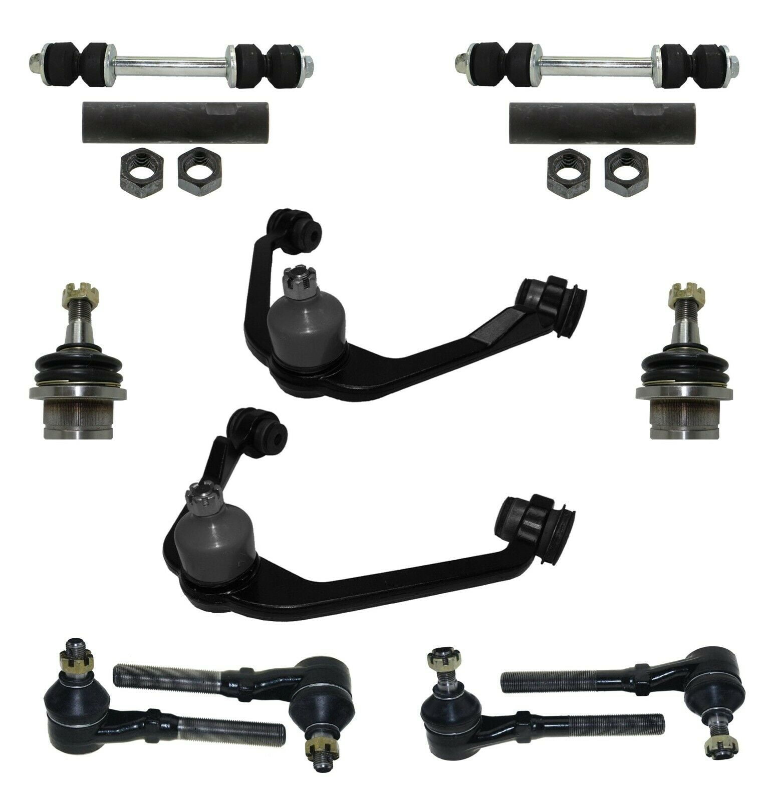 12 Piece Complete Front Suspension Kit Upper Control Arms, Inner