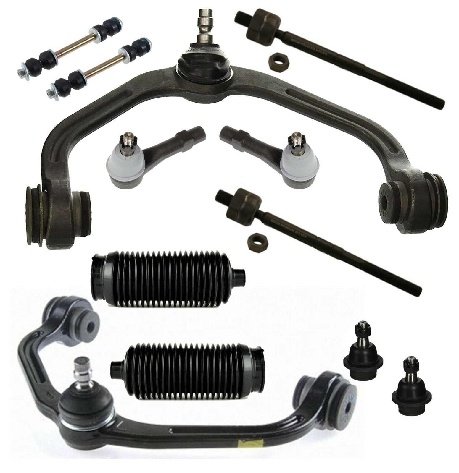 12 Piece Complete Suspension Kit Upper Control Arms, Lower Ball